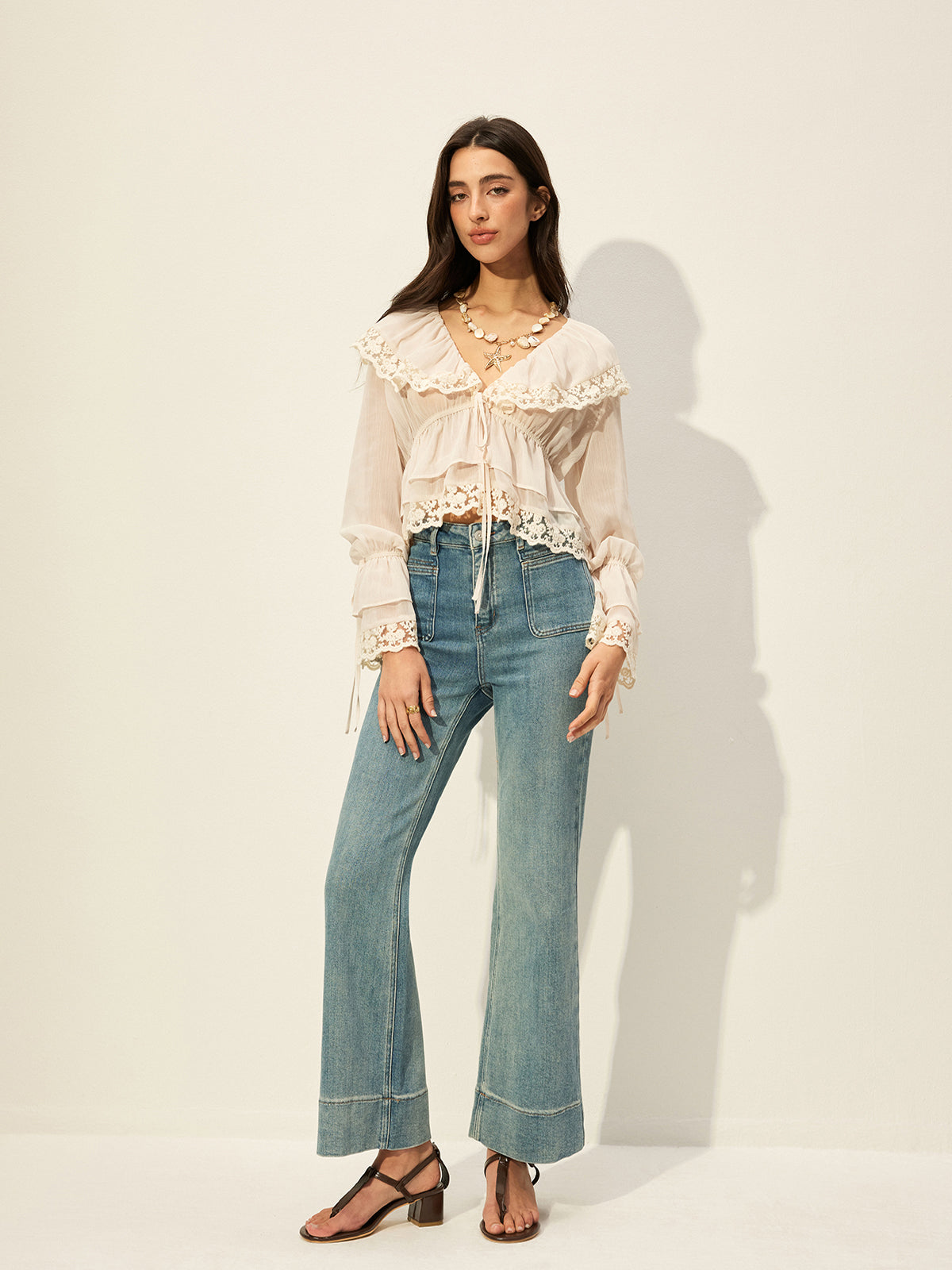 Celestia | Whisper Sheer Lace Blouse