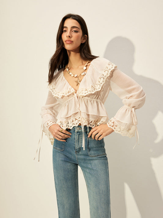 Celestia | Whisper Sheer Lace Blouse