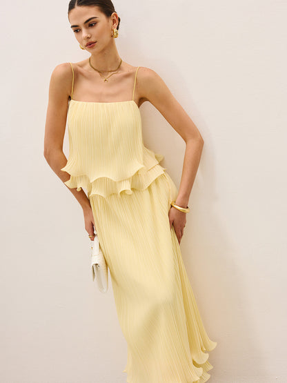 Liora | Pleated Ruffle Two-Piece Set