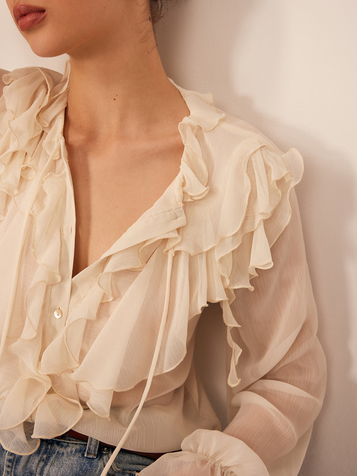 Aura | Lightweight Chiffon Ruffle Blouse