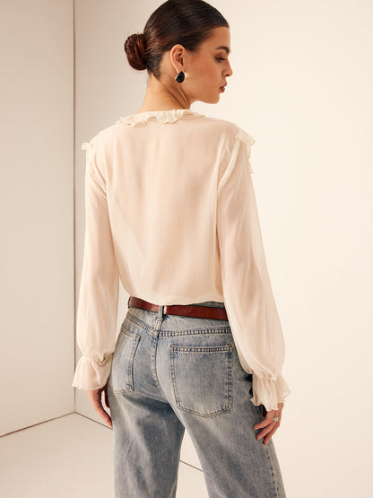 Aura | Lightweight Chiffon Ruffle Blouse