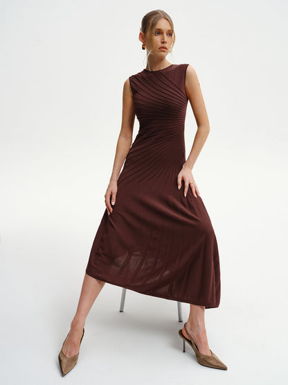 Aria | Asymmetrical Sleeveless Knit Midi Dress