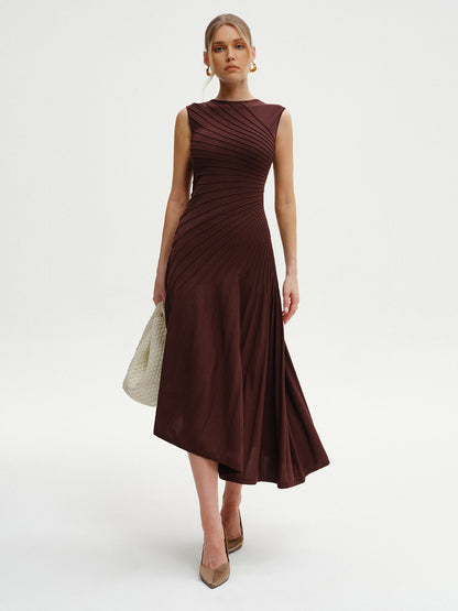 Aria | Asymmetrical Sleeveless Knit Midi Dress