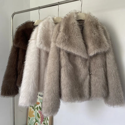 Fur Luxe | Women's Gradient Fluffy Faux Fur Coat