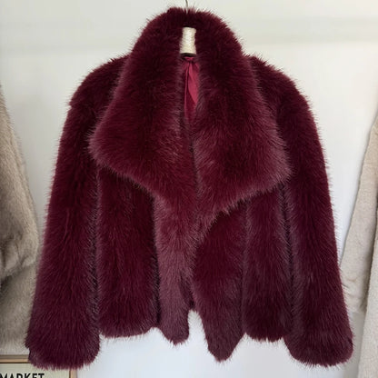 Fur Luxe | Women's Gradient Fluffy Faux Fur Coat