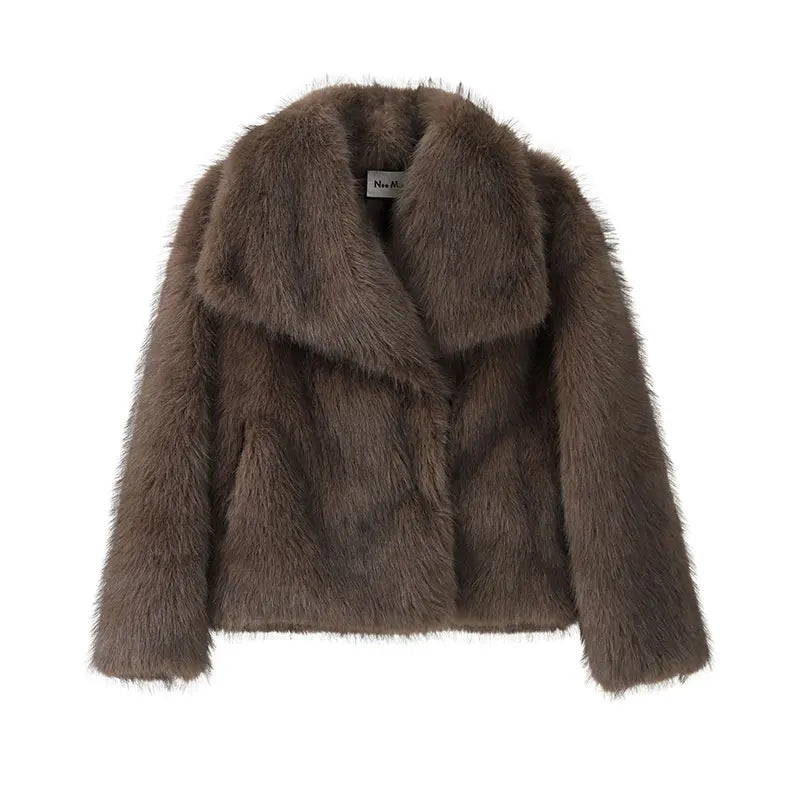Fur Luxe | Women's Gradient Fluffy Faux Fur Coat