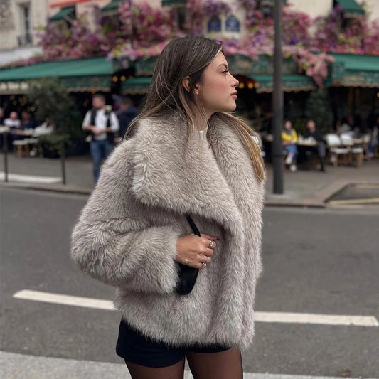 Fur Luxe | Women's Gradient Fluffy Faux Fur Coat